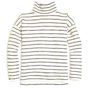 J. Crew Black and White Mock Neck lightweight Sweater Striped